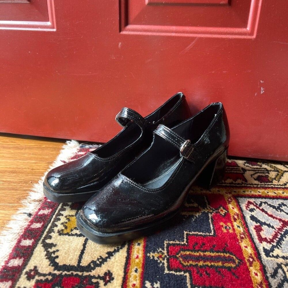 Steve Madden Black Patent Chunky Platform Mary Jane Heels